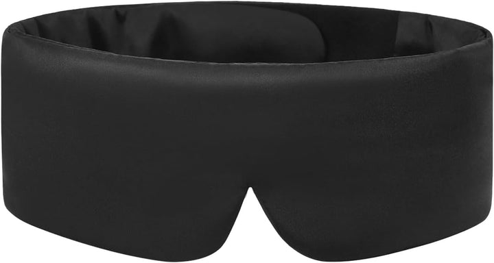 Sleep Mask Silk Cover Eye Contour Built-In No Pressure for Sleeping, Upgrade over Conventional Flat Satin Eye Masks, Machine Washable (Black)