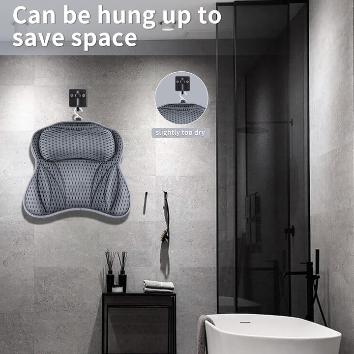 Bath Cushion,  Bath Cushion 4D Mesh Headrest with 6 Non-Slip Suction Cups Can Support Head, Neck, Back, for Bathtub, Home Spa