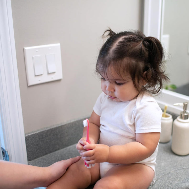 Natural Flow Infant Toothbrush, Toothpaste Combo Pack, Pink