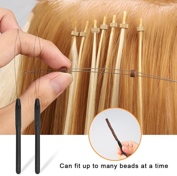 10 Pieces Hair Extension Loop Needle Threader, Pulling Hook Tool for Micro Rings and Nano Beads, Hair Extension Tools for Styling, Professional Bead Threading Device for Hair and Feather Extensions