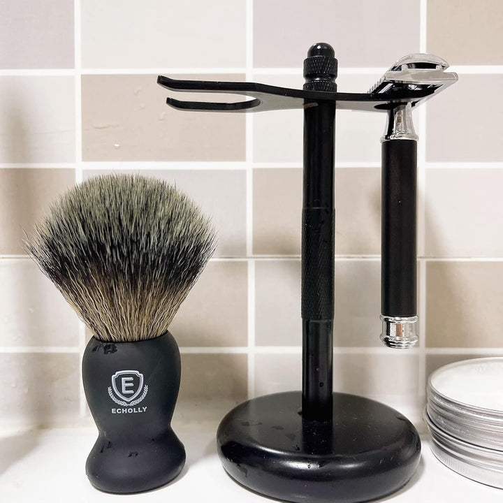 Shaving Brushes for Men-Premium NO Shedding Bristle Shaving Brush-Vegan Lather Shave Brush-Luxury Fast Beard Brush-Perfect Gifts for Men,Boyfriends,Fathers(Rubber Handle)