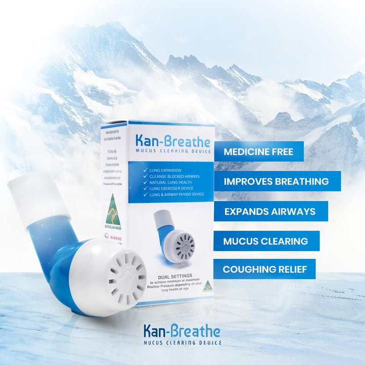 Natural Lung Exerciser & Mucus Removal Device - Naturally Clear Mucus from Airways & Improve Lung Capacity with This Opep Respiratory Breathing Exercise Device - Made in Australia – Blue