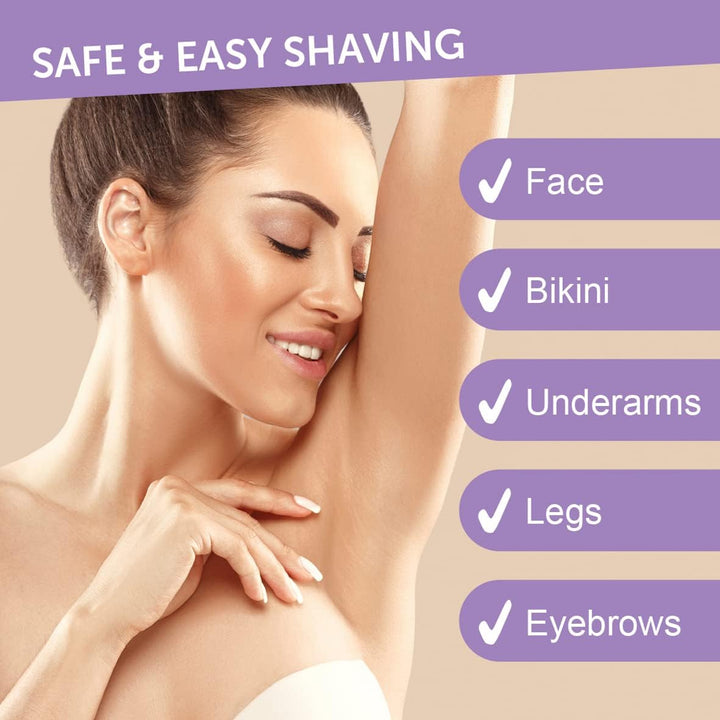 38730 Soft and Smooth Lady Shaver / Painless Hair Removal / Arms, Legs and Bikini Trimmer / Battery Operated / Wet and Dry Shave / Bikini Trimmer Attachment / Stainless Steel Blades