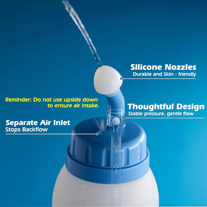 Neti Pot Sinus Rinse Squeeze Bottle Nose Wash Cleaner Pressure Rinse Nasal Irrigation for Adult & Kid BPA Free 300 ML with 30 Nasal Wash Salt Packets(Blue)