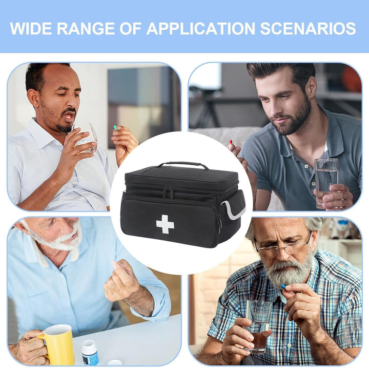 Doctor'S Bag, Health Bag for Home - Portable Nursing Work Bag, Empty Nurse Bag for Home, Portable Pill Bottle Storage Bag for Home Visits, Hospital Spra, Black, See Description, See Description