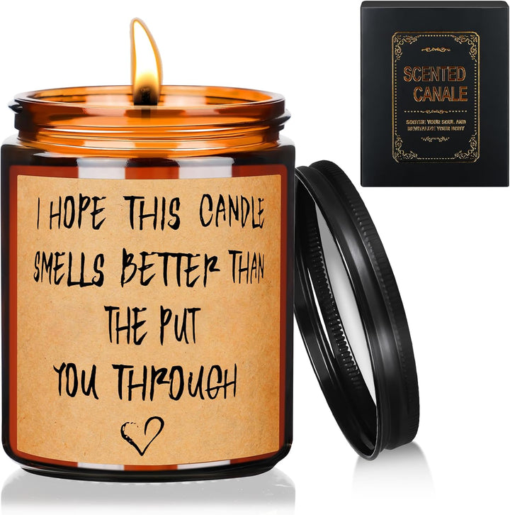 Scented Candles Gifts for Women, Mum, Her, Scented Candles Valentine Gifts, 200G Natural Soy Wax Glass Jar Candle, Funny Valentines Day Christmas Thanksgiving Gift for Mum(English Pear&Freesia)