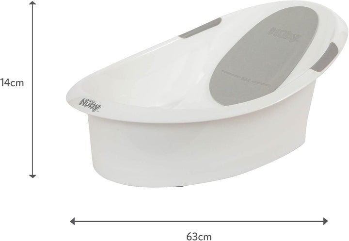 Newborn Baby Bath with Anti-Slip Support | Soft Headrest | Plug | Suitable from Newborn (White)