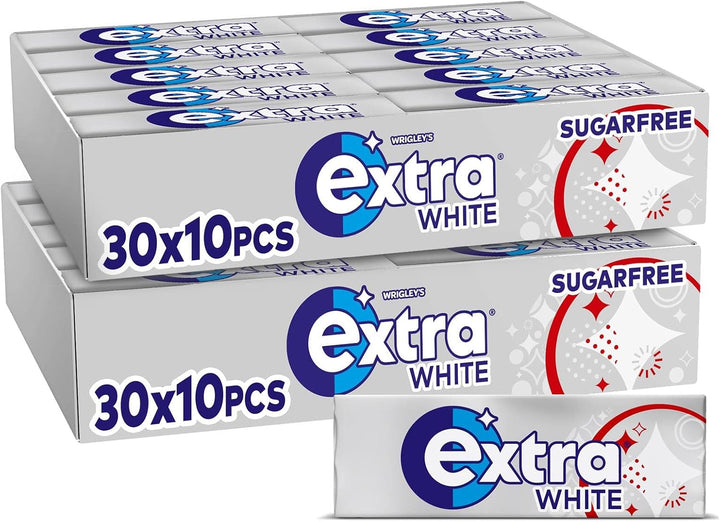 Wrigley'S  White Chewing Gum, Peppermint Flavour, 30 Packs of 10 Pieces, Sugar Free Bulk Pack Gum with Xylitol (300 Pieces)-Packaging May Vary