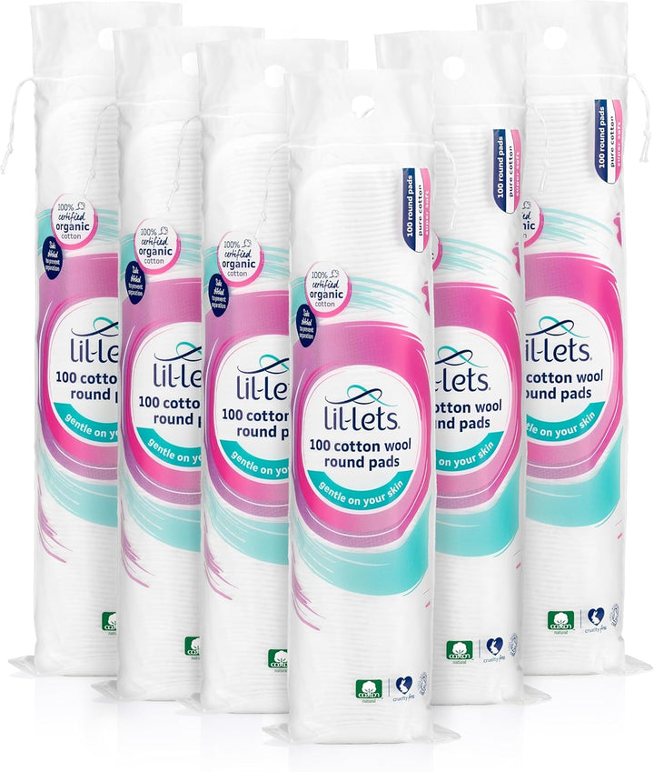 Cotton Wool round Pads, 200 Count, Certified Organic, 100% Pure Cotton Wool, Soft and Absorbent, Gentle on Skin, Dermatologically Tested, Bulk Pack