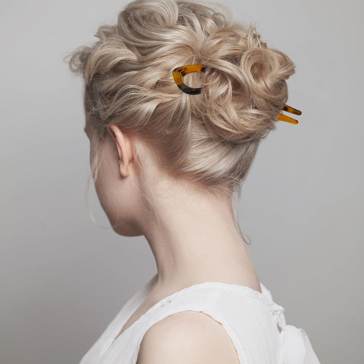 3Pcs Lialys Prestige Hair Pins Magic Grip, French Twist U-Shaped Hairpins for Women, Acetate Hair Styling Accessories for Buns & Updos, Holds Thick/Fine/Long Hair(3 Colors)