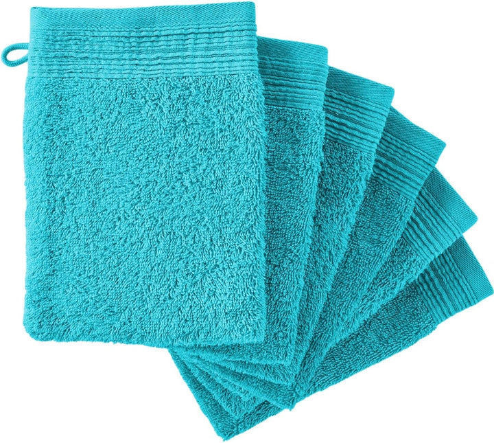 6 X Premium Quality 100% Cotton Wash Mitts Absorbent Flannel Face Mitt Body Scrub, White