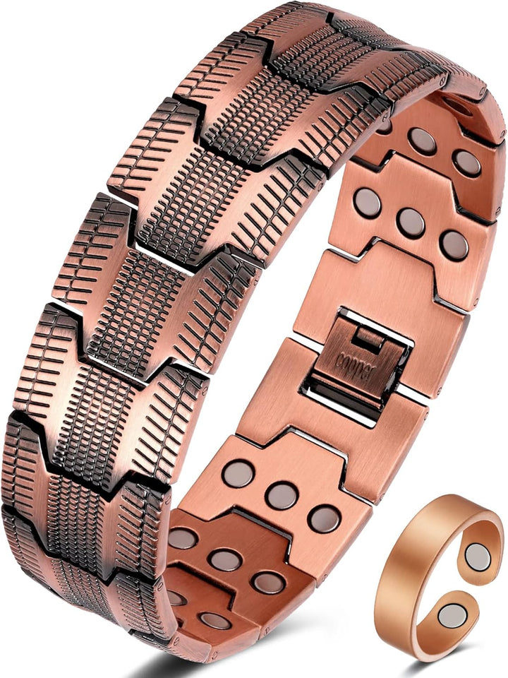 Copper Bracelets for Men,3X Magnetic Bracelets Men with Ultra Strength Magnets,Adjustable Size&Jewelry Gift Box