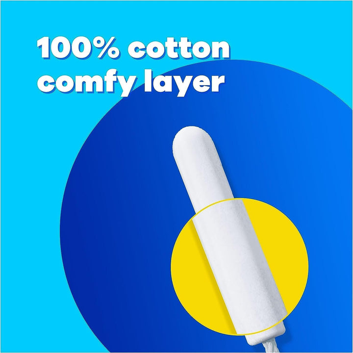 Tampons Regular Cardboard Applicator Blue Box 40 Tampons (2 Packs of 20) | Leak Protection | Super Absorbent | Fragrance-Free | Long Lasting Protection