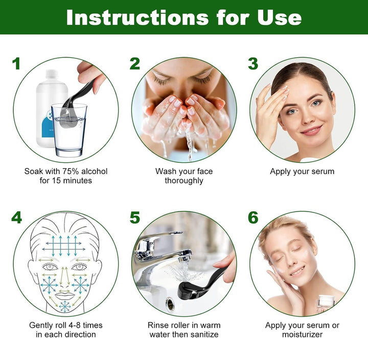 Derma Roller for Hair Growth| Microneedling Roller for Face Body Scalp| Derma Roller for Men & Women| Micro Needling Roller 540 Titanium Needle Home Use, Acne Marks, Cellulite Treatmment (0.5Mm)