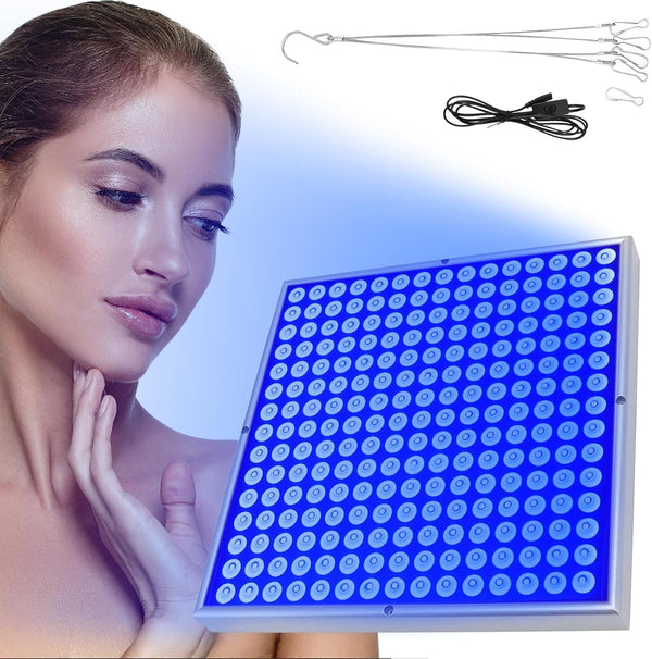 Home Tanning Lamp,45W Face and Body Sunlamp with Hanging Ring Hook and Blindfold,460Nm Full Blue Therapy Lamp LED Skin Tanning Light with 225Pcs Leds,Eye Protection Self Tanning Machine for Face,Body