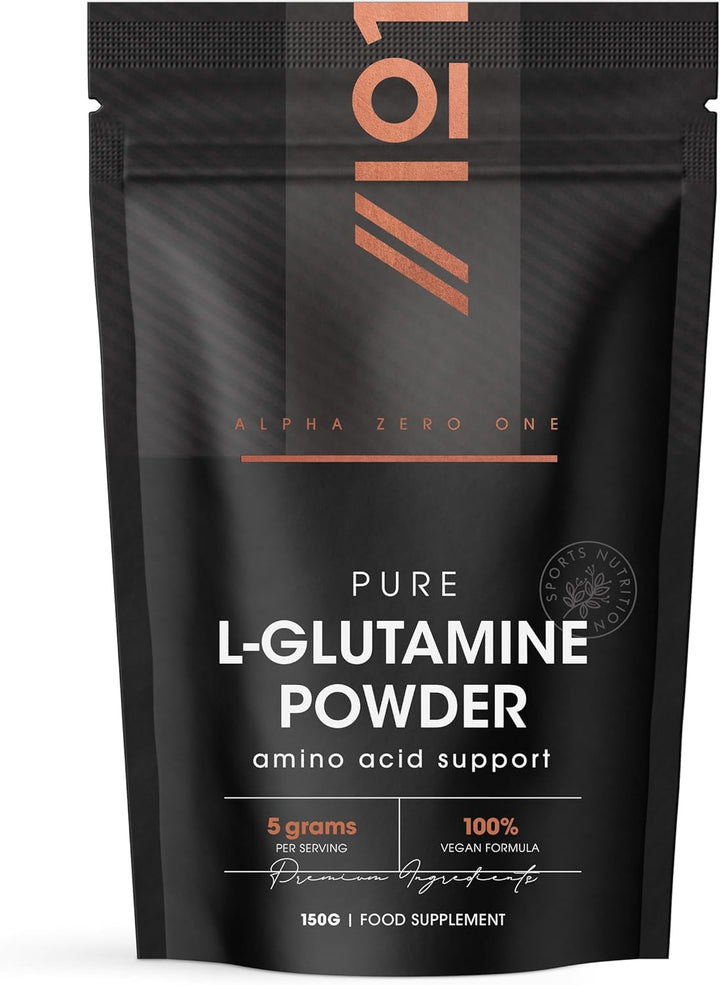 L-Glutamine Powder 150G - 5 Grams per Serving – Vegan Fermented Amino Acid – 100% Pure Formula – Halal (Unflavoured)
