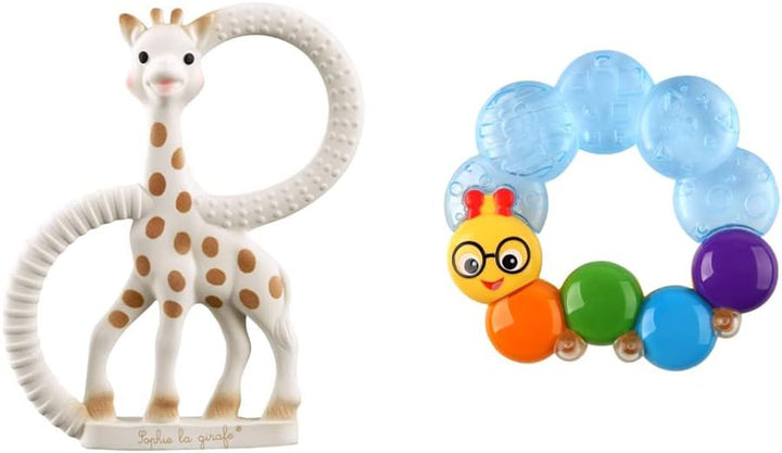 Baby Teething Ring, 100% Natural Rubber Phthalate-Free Easy to Grip Baby Teether, Suitable for Newborn Babies