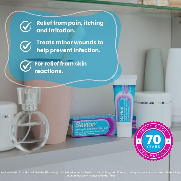 Antiseptic & Pain Relief Gel, First Aid for Relief of Pain, Itching & Irritation, Contains Anaesthetic to Numb Pain & Antiseptic to Help Prevent Infection (20G, 1 Pack)
