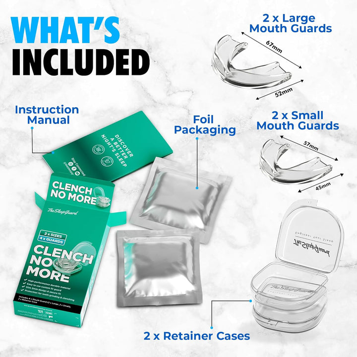 [Original] Mouth Guard for Clenching Teeth at Night [Pack of 4, Small & Large Sizes] – Custom Night Guards for Teeth Grinding – Nighttime Protection during Sleep for Men and Women