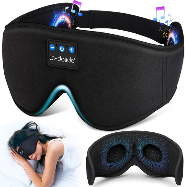 Bluetooth Sleep Mask Headphones 200% Blackout 3D Deep Eye Mask with Headphones Bluetoothv5.4 Can Play 15Hrs Breathable Eye Mask with Bluetooth Earphones for Travel,Nap Sleeping,Shift Work