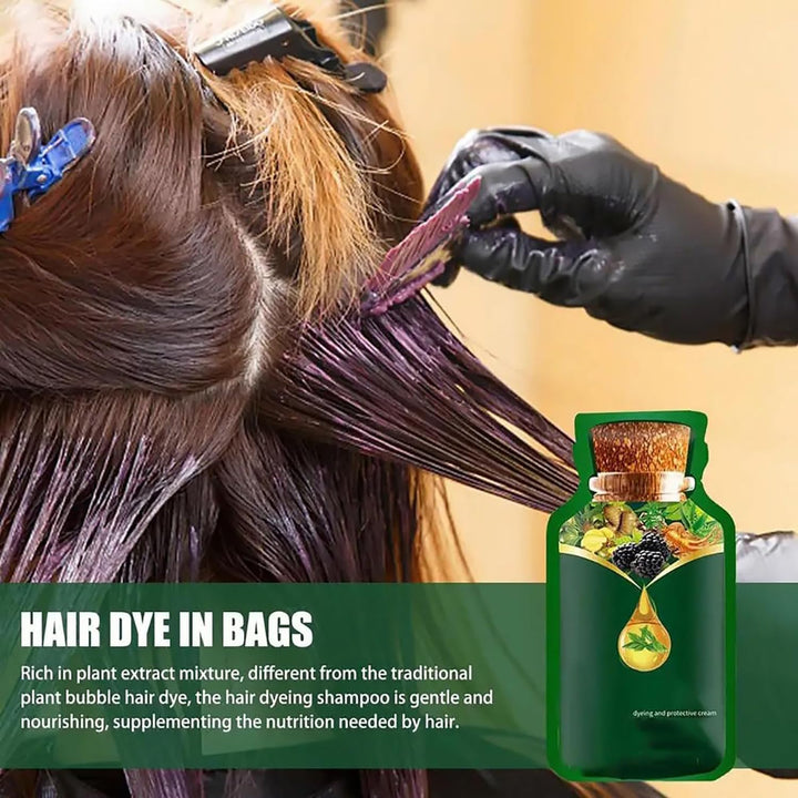 Gentle Plant-Based Quick-Use Hair Dye, Natural Plant Extract Hair Dye with Hair Mask, for the Elderly and Young People to Accurately Cover Gray Hairs (Grey)