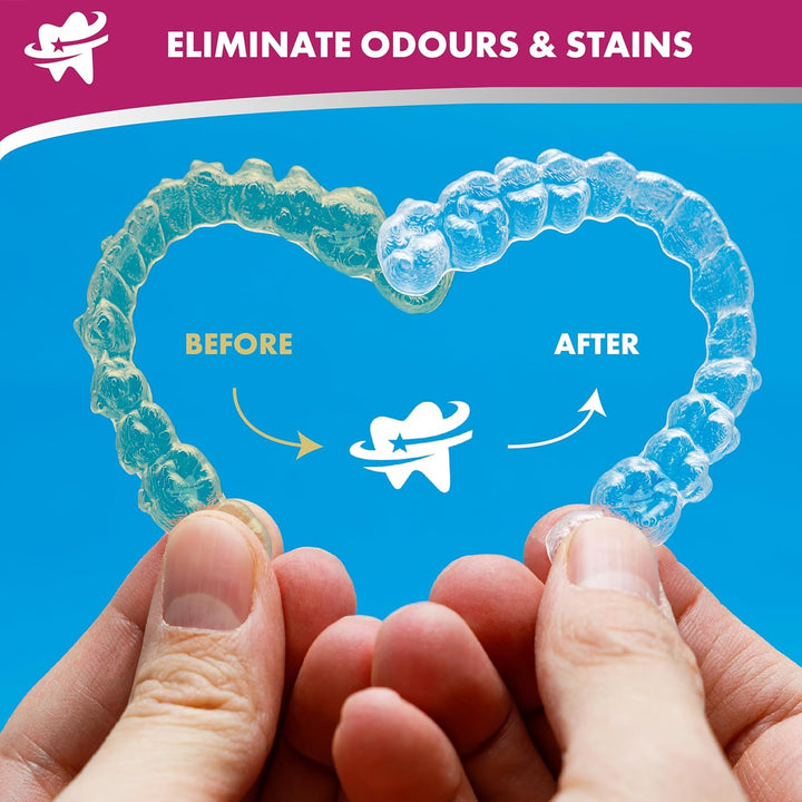 Retainer Cleaner Tablets - 120 Tablets 4 Months Supply - Fresh, Brite and Stain-Free Retainer Cleaning Tablets, Aligner, Gum Shield, Mouth Guard, Denture Cleaners - Dentasheen