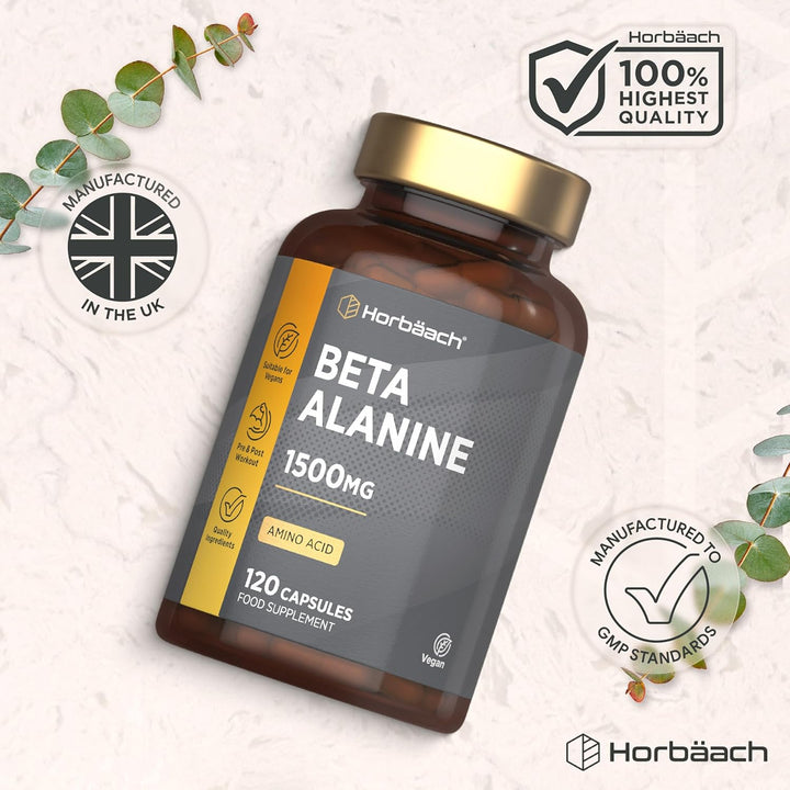 Beta Alanine 1500Mg | 120 Vegan Capsules | Premium Amino Acid Supplement for Men & Women | by