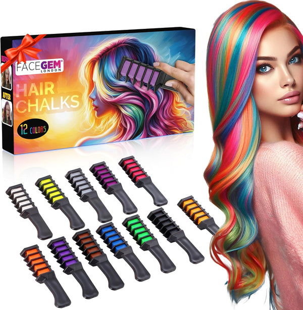 12 PCS Ultra Hair Chalk Comb, Temporary Bright Hair Color for Girls Women Gifts for Halloween Makeup Birthday Washable, Hair Chalk for Girls, Birthday Gifts for Girls,