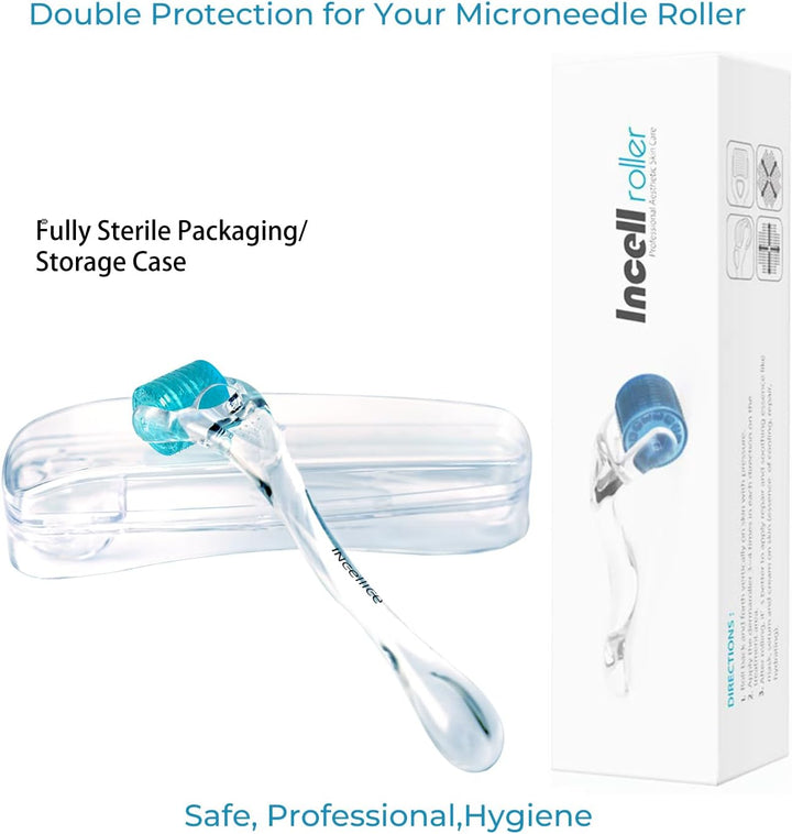 Derma Roller 0.5Mm, 200 Real Individual Needles, Microneedling Roller for Hair Beard Growth, Titanium Micro Needling Roller for Face Body Scalp Men and Women