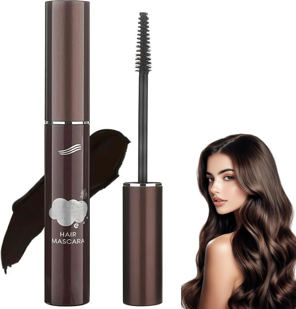 Hair Mascara Root Touch Up, Dark Brown Temporary Hair Dye Mascara, Grey Hair Cover up Waterproof Root Cover Up, Quick Dry Smudge-Proof Hair Concealer Mens Beard Dye Brush