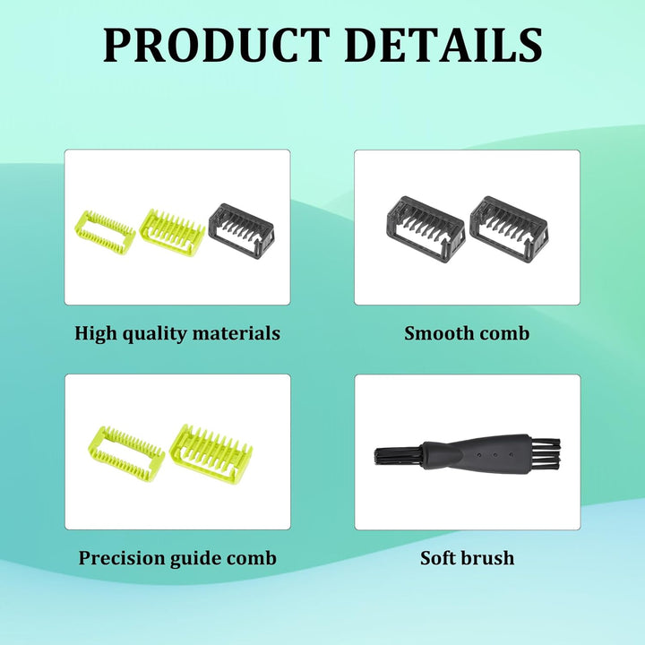 One Blade Replacement Head, 4 Guide Comb Attachments for One Blade, Professional Trimming Guards, Durable Design for Home and Barber Use