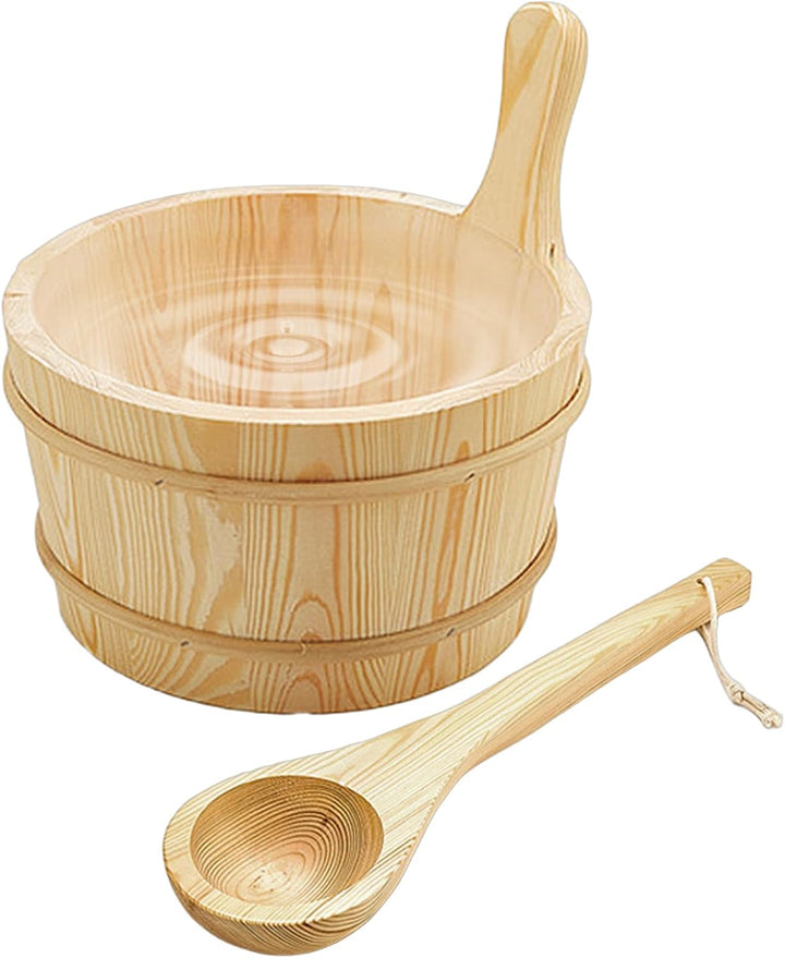 Sauna Water Bucket and Ladle | Sauna Spa Accessory,Wooden Leakproof Shower Supplies 4L Capacity Bath Tools for Garden Hotel Outdoor Backyard House Steam Bathing Apartment Home