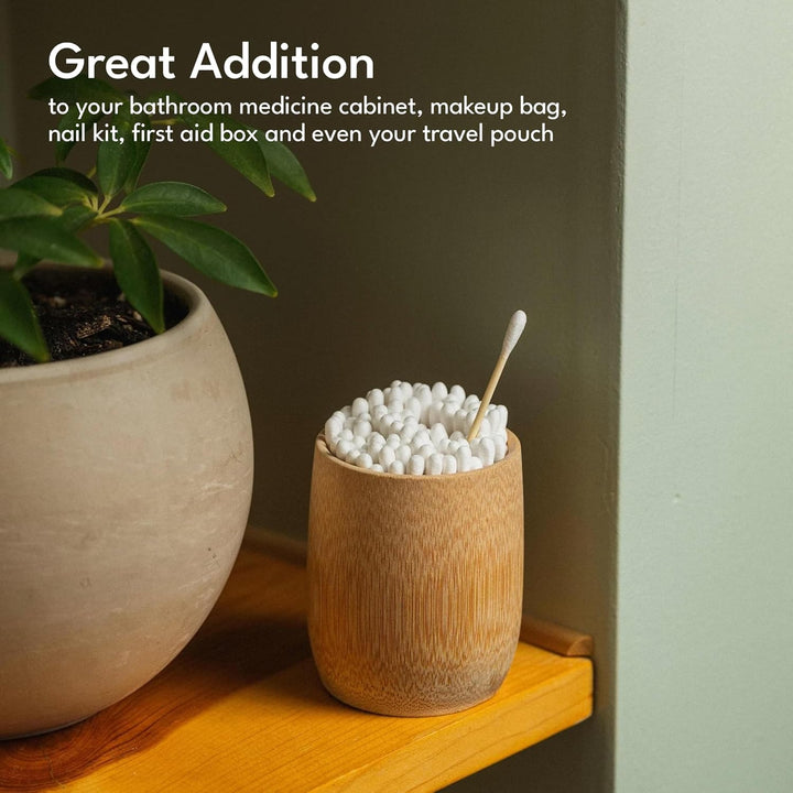 Bamboo Cotton Buds - 500 Eco Friendly Bamboo Earbuds Cotton Swabs - Plastic Free Baby Cotton Buds Biodegradable - Ear Buds for Makeup, Crafts, Cleaning, & Baby Hygiene, White