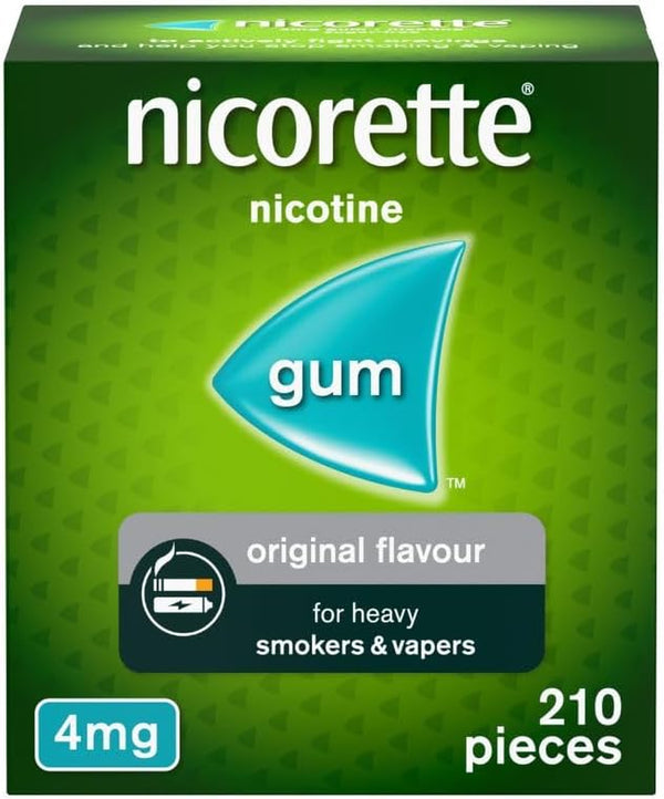 4Mg Gum Original Flavour (210 Pieces), Discreet Stop Smoking and Stop Vaping Aid to Help You Quit for Good, Tackle Cravings and Withdrawal Symptoms, Nicotine Gum (Quit Smoking or Vaping)