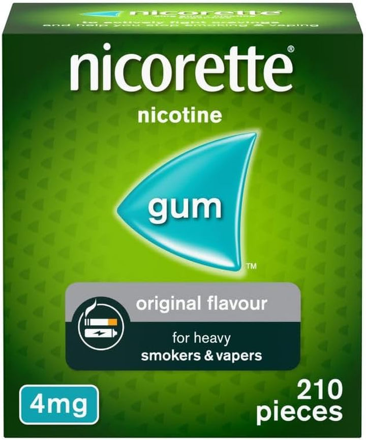 4Mg Gum Original Flavour (210 Pieces), Discreet Stop Smoking and Stop Vaping Aid to Help You Quit for Good, Tackle Cravings and Withdrawal Symptoms, Nicotine Gum (Quit Smoking or Vaping)