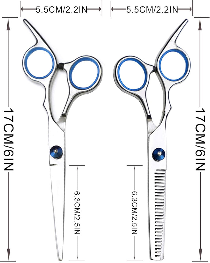 Hairdressing Scissors, ZYNWEAI Professional 6 Inch Haircut Scissor & Thinning Scissors Set, Hair Cutting Kit, Haircut Beard Trimming Shaping Grooming for Men Women Children Pets Home Salon Barber