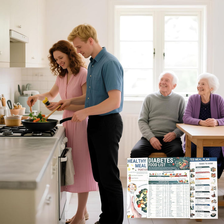 3 Pcs Diabetic Food Chart Meal Planner, Laminated Diabetes Food List Meal Planner Book for Healthy Life Habbit