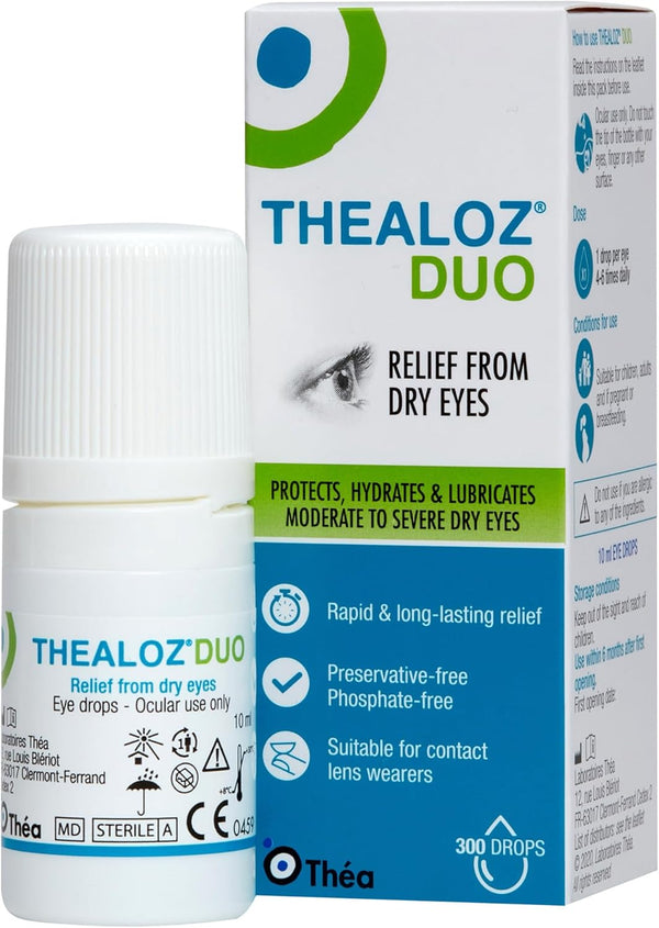 loz Duo Eye Drops | Preservative-Free | Rapid Relief for Dry, Tired, Sore Eyes | Contact Lens Friendly | 10Ml (300 Drops)
