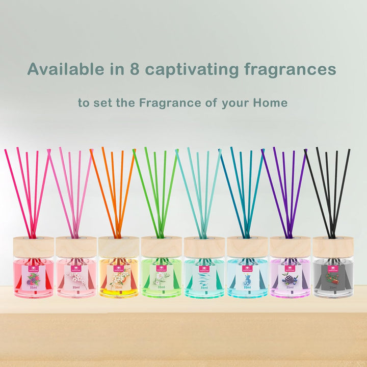 35Ml Cherry Blossom Air Fresheners for Home - Reed Diffusers for Home - Home Fragrance Lasts Upto 8 Weeks - Room Diffuser Sticks with Coloured Fragrance Oil