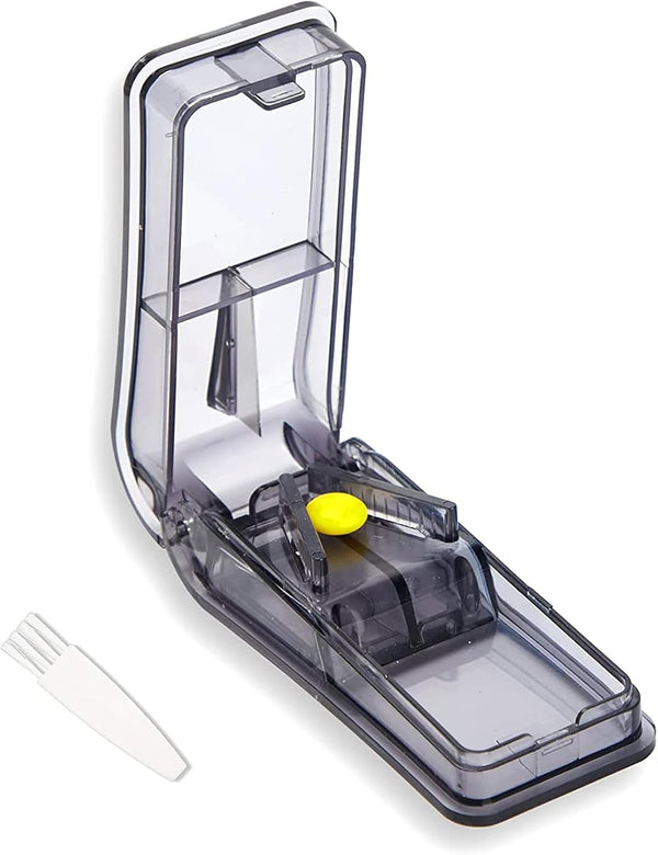 Pill Cutter,Small Pill Tablet Cutter,Pill Splitter with Blade for Small Pills Large Pills Cut in Half Quarter,With Pill Box,To Divide and Carry Daily Medication(Black)