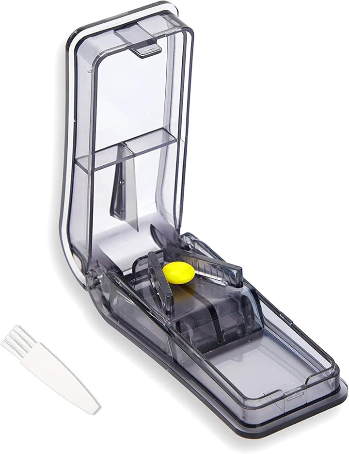 Pill Cutter,Small Pill Tablet Cutter,Pill Splitter with Blade for Small Pills Large Pills Cut in Half Quarter,With Pill Box,To Divide and Carry Daily Medication(Black)