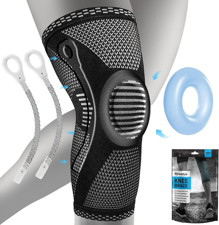 Knee Compression Sleeve - Best Knee Brace for Knee Pain for Men & Women Knee Support for Running, Basketball, Volleyball, Weightlifting, Gym, Workout, Sports