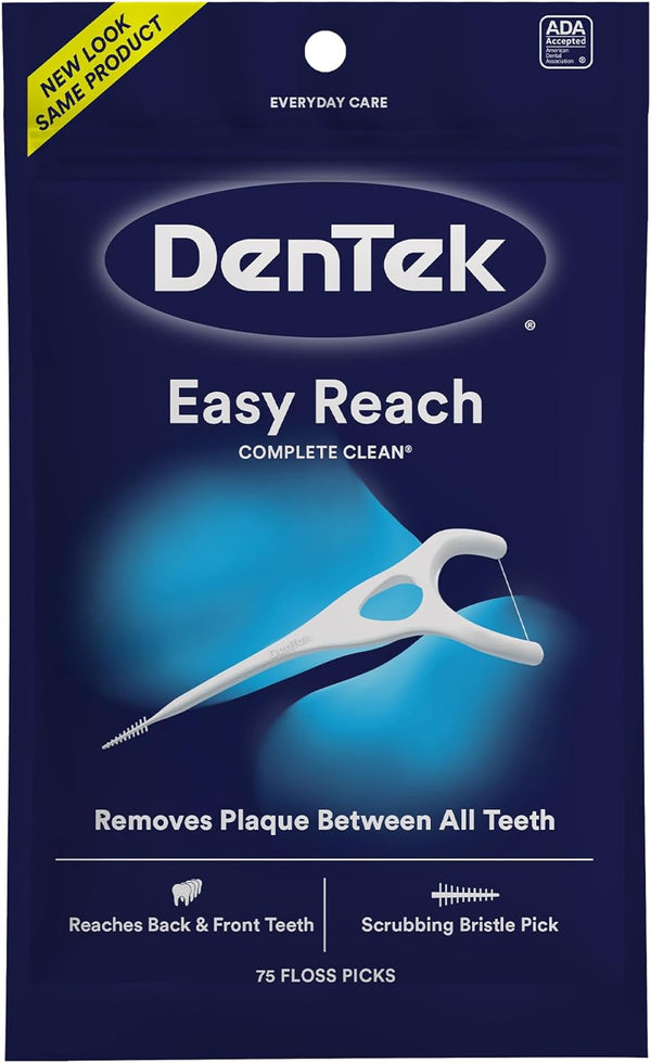 Complete Clean Easy Reach Floss Picks, No Break & No Shred Floss, 75 Count