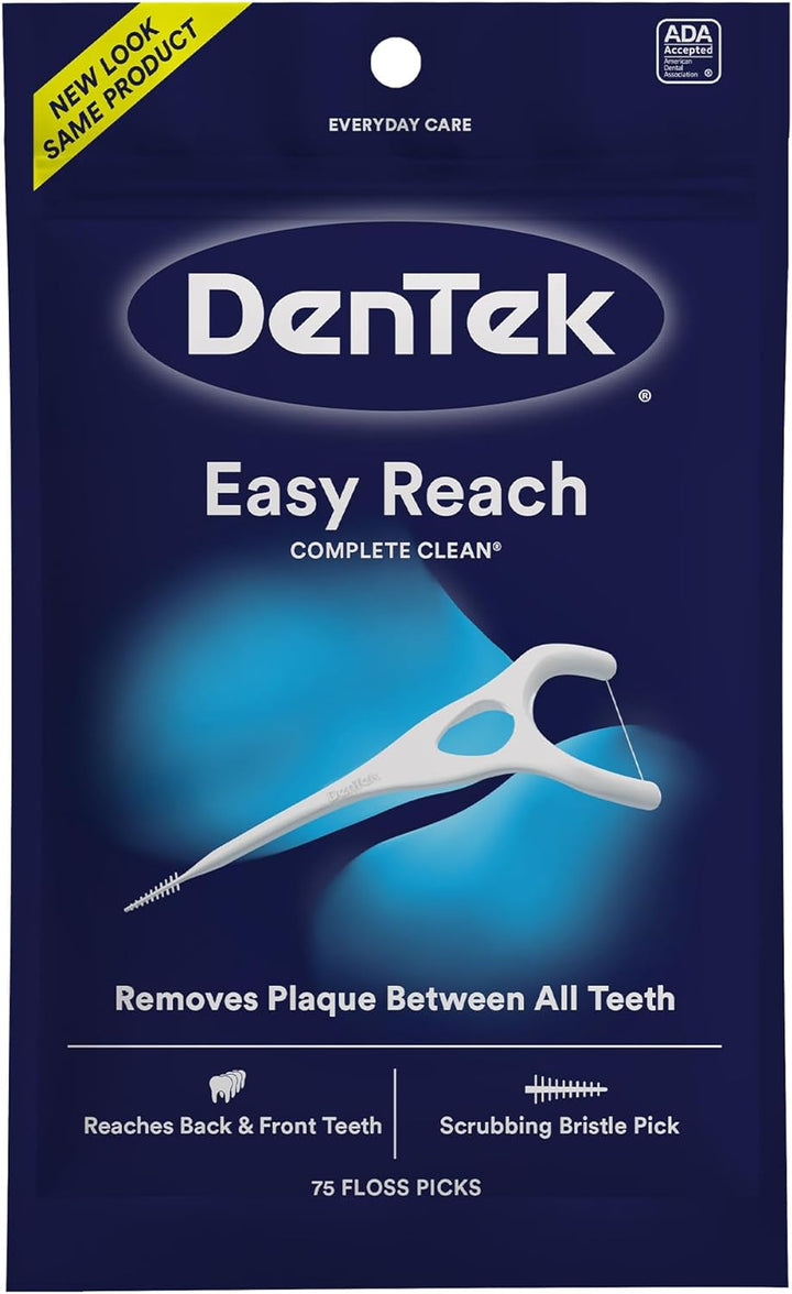 Complete Clean Easy Reach Floss Picks, No Break & No Shred Floss, 75 Count