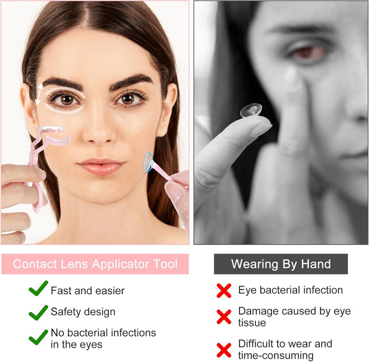 Contact Lens Applicator,Contact Lens Wearing Aids,Contacts Remover Tool for Contacts Insertion Tool Set Includes Tweezers,Len Case and Contactes Len Remover Plunger Suction Cup