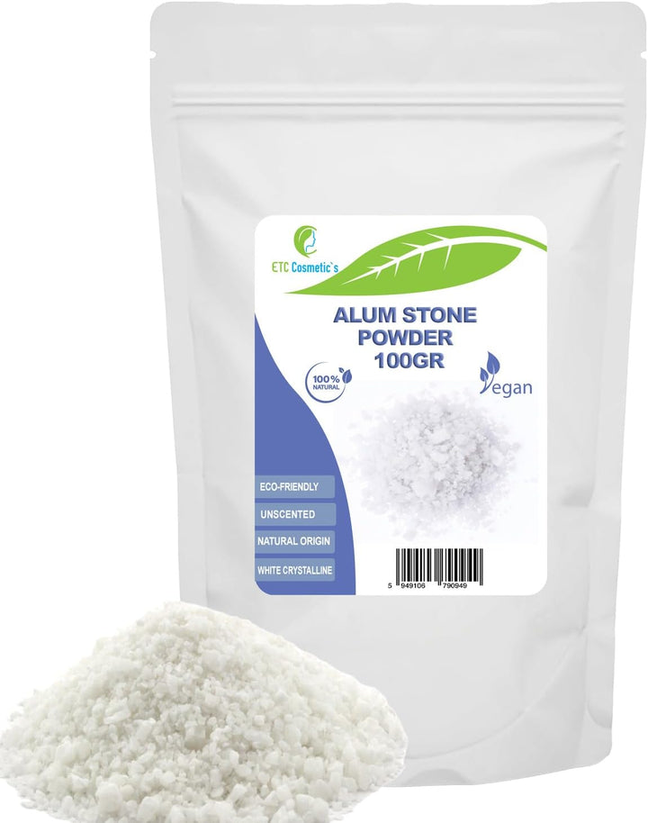 Alum Powder (Potassium Alum) – 50 Gr - 100% Natural | Ideal for Formulating Deodorants, Body Care and Aftershave Products.