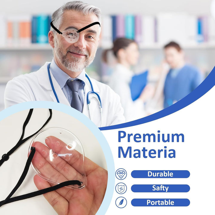 2 Pack Plastic Eye Shield Medical Eye Patch for after Cataract Surgery Eye Protection or Sleeping, Upgraded Elastic Band Longer and Wider for Adult, Clear