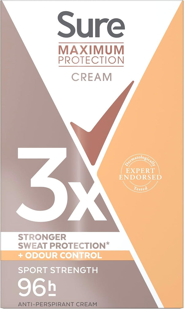 Women Maximum Protection Sport Strength Antiperspirant Deodorant Cream Stick with 3X Stronger* Sweat Protection for 96 Hour Sweat and Odour Protection 45 Ml