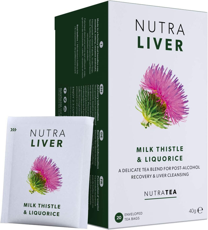 NUTRALIVER - Liver Support Tea - Liver Detox Tea, Providing a Liver Cleanse, Detox and Repair - 20 Individual Wrapped Bags - Herbal Infusion,(1 Pack)