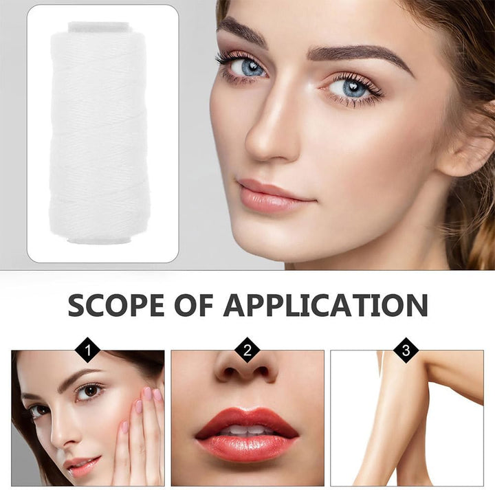6 Rolls White Cotton Facial Threading Strings Hair Remover Tool for Smooth Skin, Eyebrow, and Chin Hair Removal